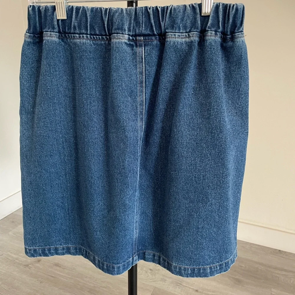 Le Bon Shoppe city denim skirt elastic waist pockets - Picture 7 of 9